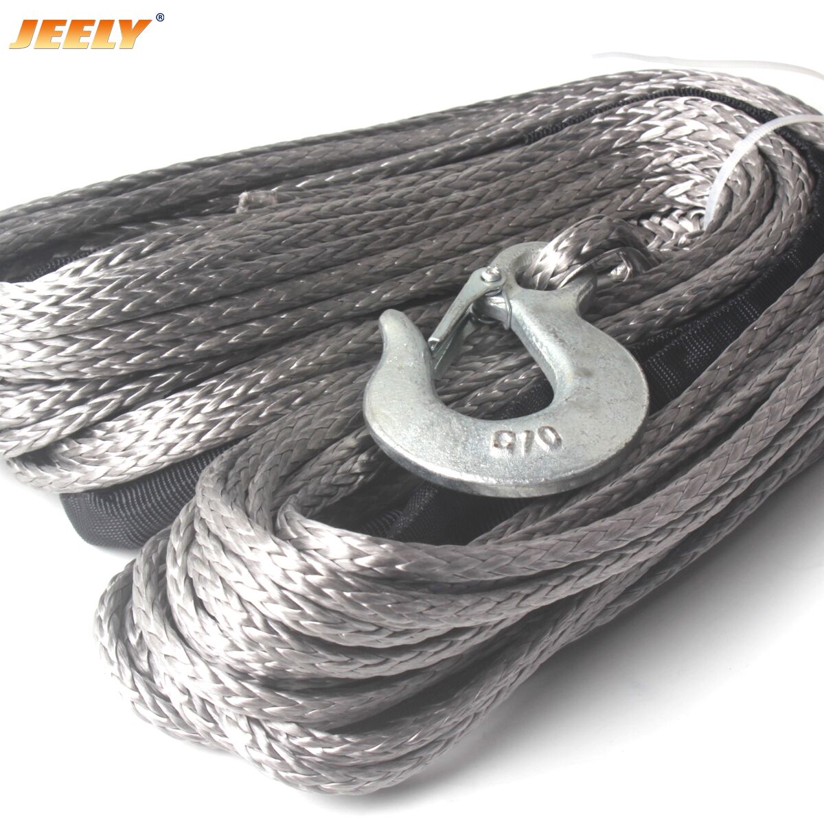 6mm 24m uhmwpe synthetic towing winch rope with hook, sleeve and thimble